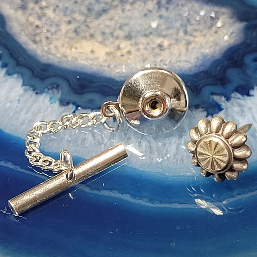 Anson Sterling Floral Tie Tack.
